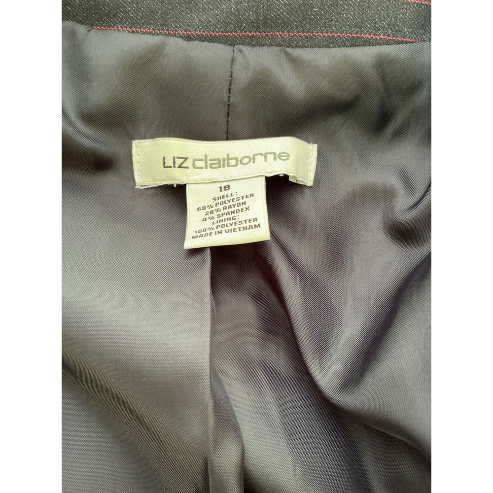 Liz Claiborne Blazer Women 18 Navy Blue Excellent Pinstripe Single Button Jacket - Picture 6 of 6